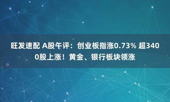 旺发速配 A股午评：创业板指涨0.73% 超3400股上涨！黄金、银行板块领涨