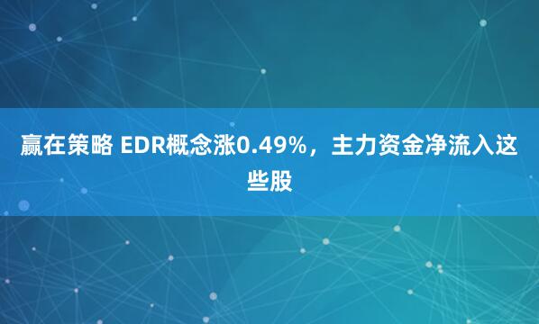 赢在策略 EDR概念涨0.49%，主力资金净流入这些股